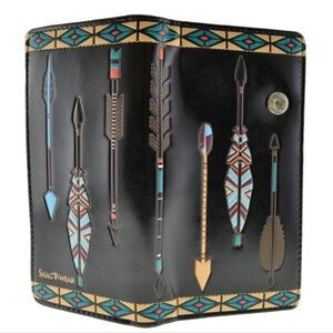 Shagwear Wallet Vegan Leather Aztec Arrow Indigenous Clutch Purse Black